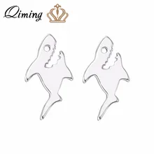 QIMING маленькие серьги-акулы, серьги, классные Мужские Винтажные Панк ювелирные изделия, подарок на день рождения, Asika, золотые серебряные серьги в виде животных, Bijoux