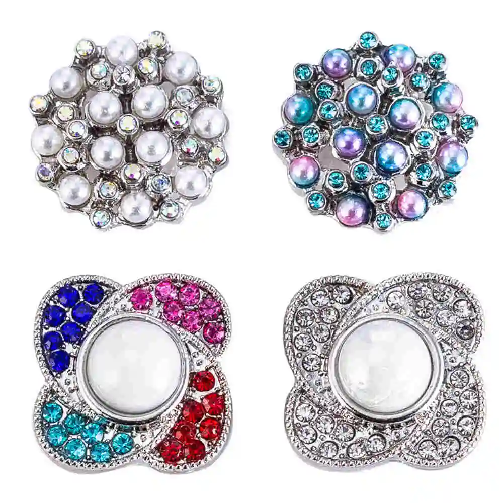 New Snap Button Jewelry resin pearl Ginger metal 18mm Snap Buttons fit