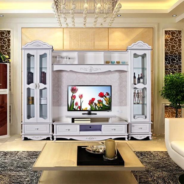 أثاث غرفة المعيشة الحديثة عالية خشبية lcd tv الوقوف 0316