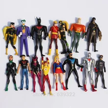 15pcs set Super Hero Superman Green Lantern Batman Wonder Women Action Figures PVC Toys 10cm Free