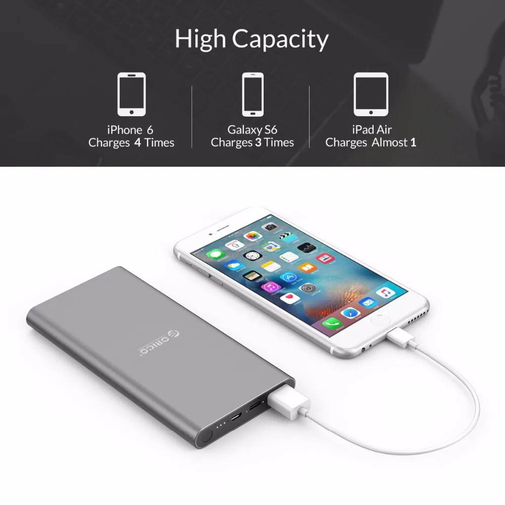 ORICO T1 10000mAh Power Bank Type-C Dual Output External Battery Fast Charger for Samsung Xiaomi Huawei