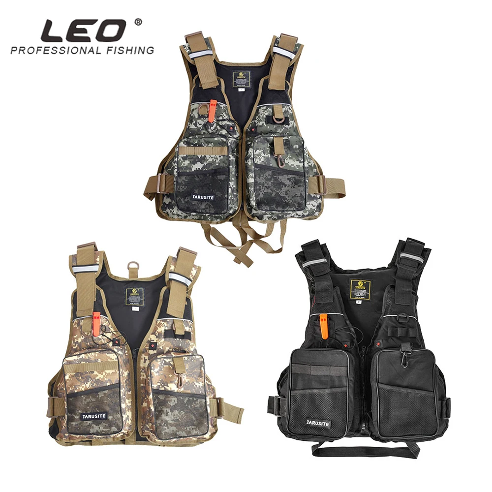 

LEO Adjustable Fly Fishing Vest Life Safety Jacket Swimming Sailing Waistcoat Vest Outdoor Mutil-Pocket Floating Jacket