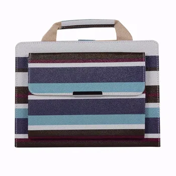 

100pcs/lot Classic Stripe wholesale pouch leather cover case for apple ipad mini 1 2 3 4 5 Handbag protective cover case