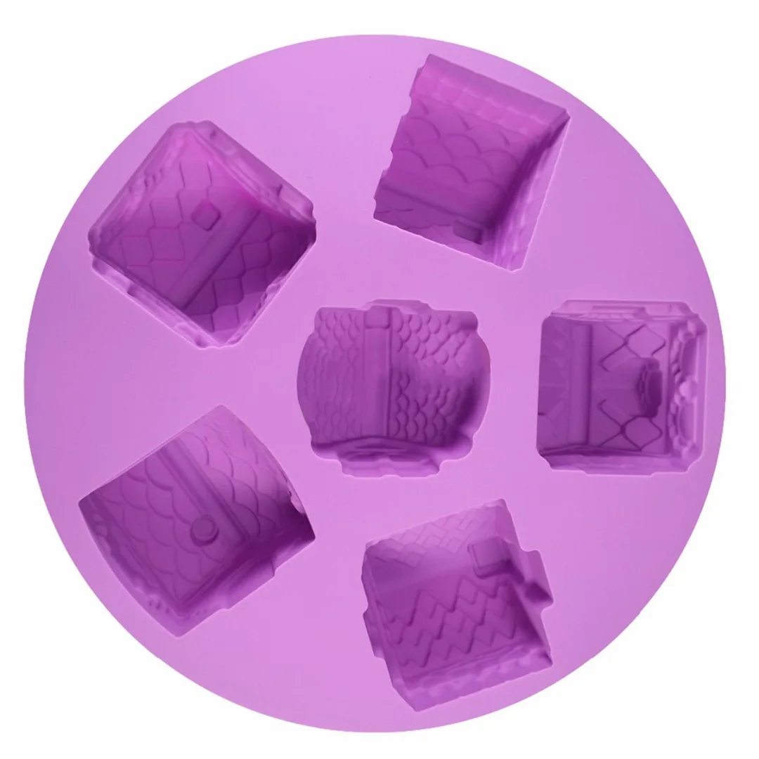 JX-LCLYL 3D Mini Houses Cake Mold Gingerbread Houses Silicone Cake Mold Baking Tools New