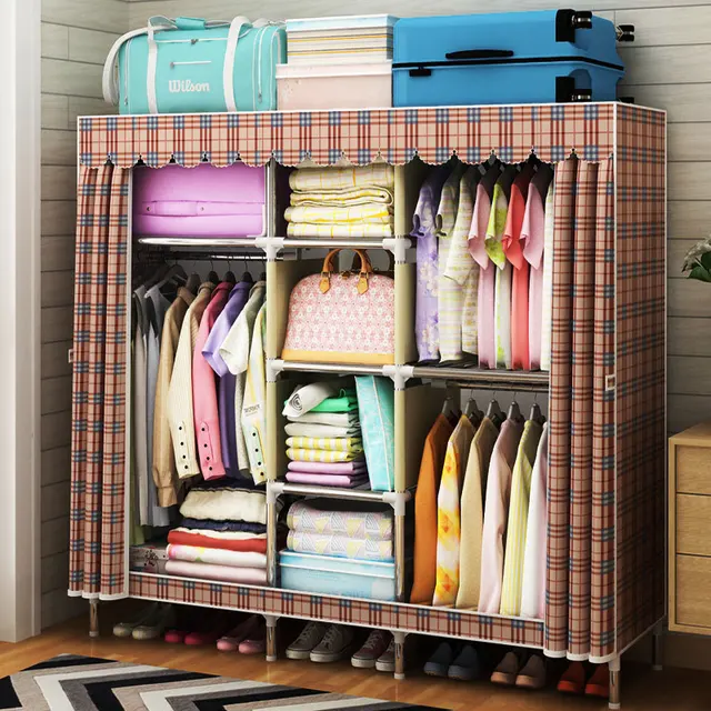 Oxford Cloth Wardrobe 25mm Steel Pipe Thicken Reinforcement Large Oxford Cloth Wardrobe 25mm Steel Pipe Thicken Reinforcement Large Closet Diy Embly Fabric Storage Cabinet