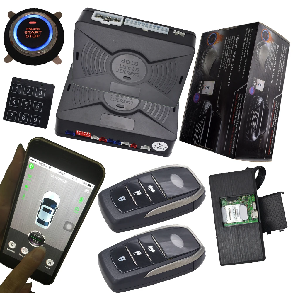 

real smart phone app car security alarm system multiple alarm mobile app notification auto engine ignition by key remote