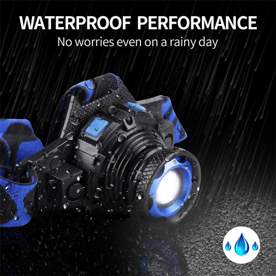 1pcs Outdoor Waterproof Flashlight LED Headlights rechargeable Headlamp Head Torch Lantern For Hunting camping fishing lighting