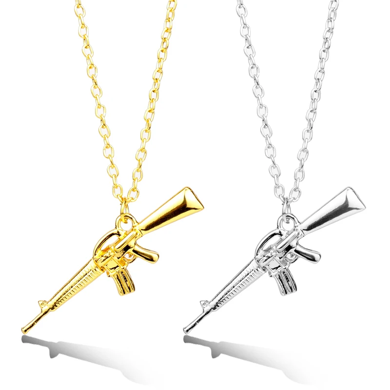 Модное золотистое серебряное ожерелье с пистолетом Supremes, мужское хип-хоп очаровательное звено цепи, хип-хоп пистолет CS CF колье с кулонами в виде пистолетов и кулона-30