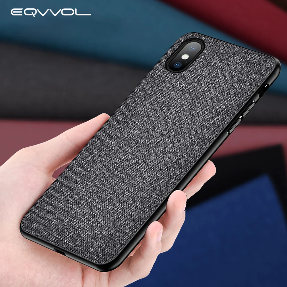 

Eqvvol Fabric Canvas Phone Case For iphone 7 8 6 6s Plus 9 Retro PU Cases For iPhone X XS Max XR Cloth Texture Soft Cover Coque