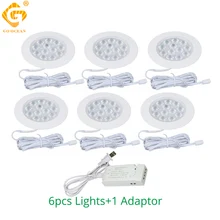 Светодиодный светильник под шкаф 12В 3 Вт шкаф стойка полка акцент украшение освещение Шкаф Кухонные потолочные светильники круглые шайбы лампы