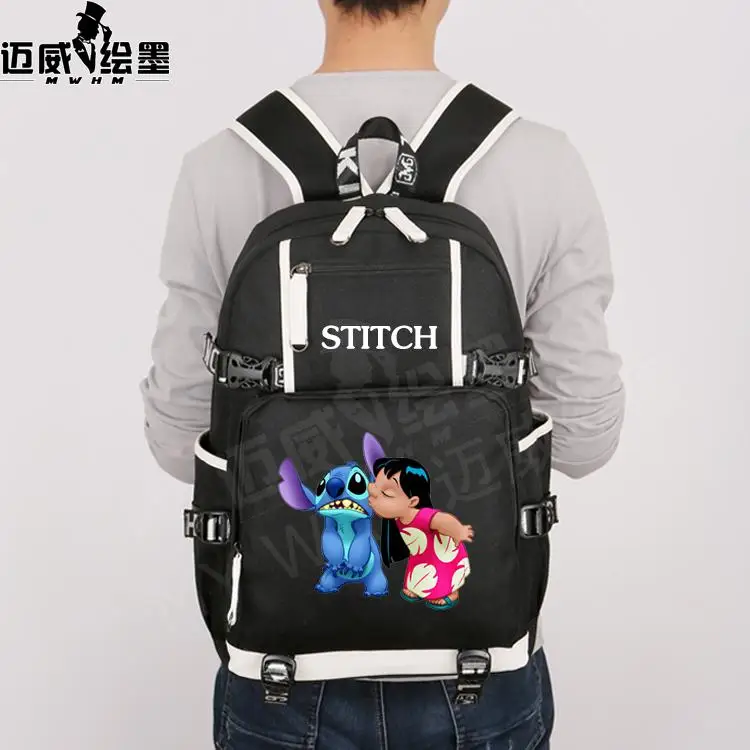 Anime Cute Fashion Cartoon Lilo& Stitch Backpack Men's And Junior High School Student Canva stravel Bag Teenage Girl Backpacks - Цвет: 17