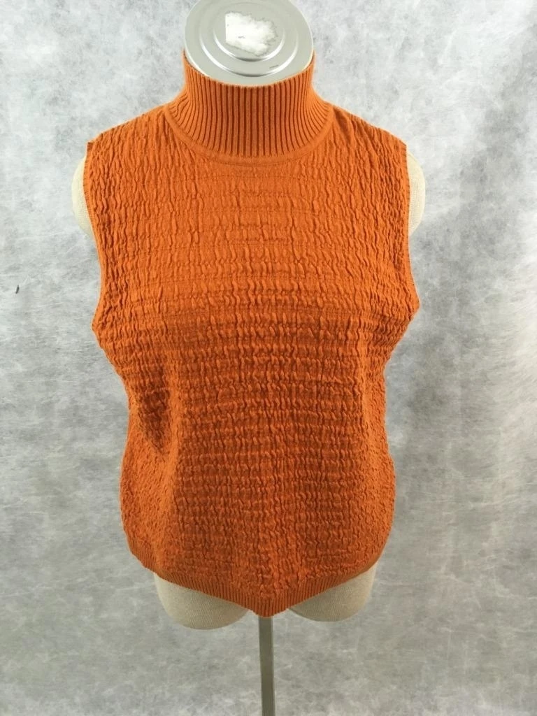 First Issue Liz Claiborne sleeveless sweater top L orange turtleneck