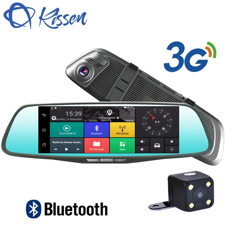 

Kissen 3G 7 Inch Android 5.1 Car DVR Touch Dash Cam Rearview Mirror Dash Camera Dual Lens GPS Navigation Wifi Bluetooth Recorder