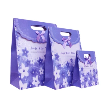 

Free Shipping 12 X Purple Gift bag Wedding Birthday Party Paper Portable Gift Bag Party Favor Supply