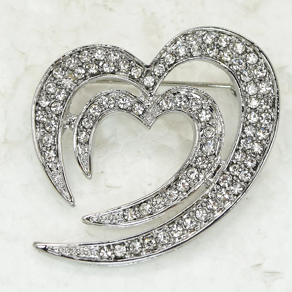 12pcs/lot Wholesale Fashion Brooch Rhinestone Heart Pin brooches C101136in Brooches from