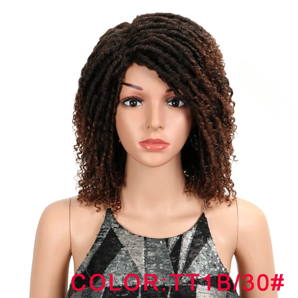 Magic Hair Soft Short Synthetic Wigs For Black Women 14 Inch High Temperature Fiber Dreadlock Ombre Burg Crochet Twist Hair