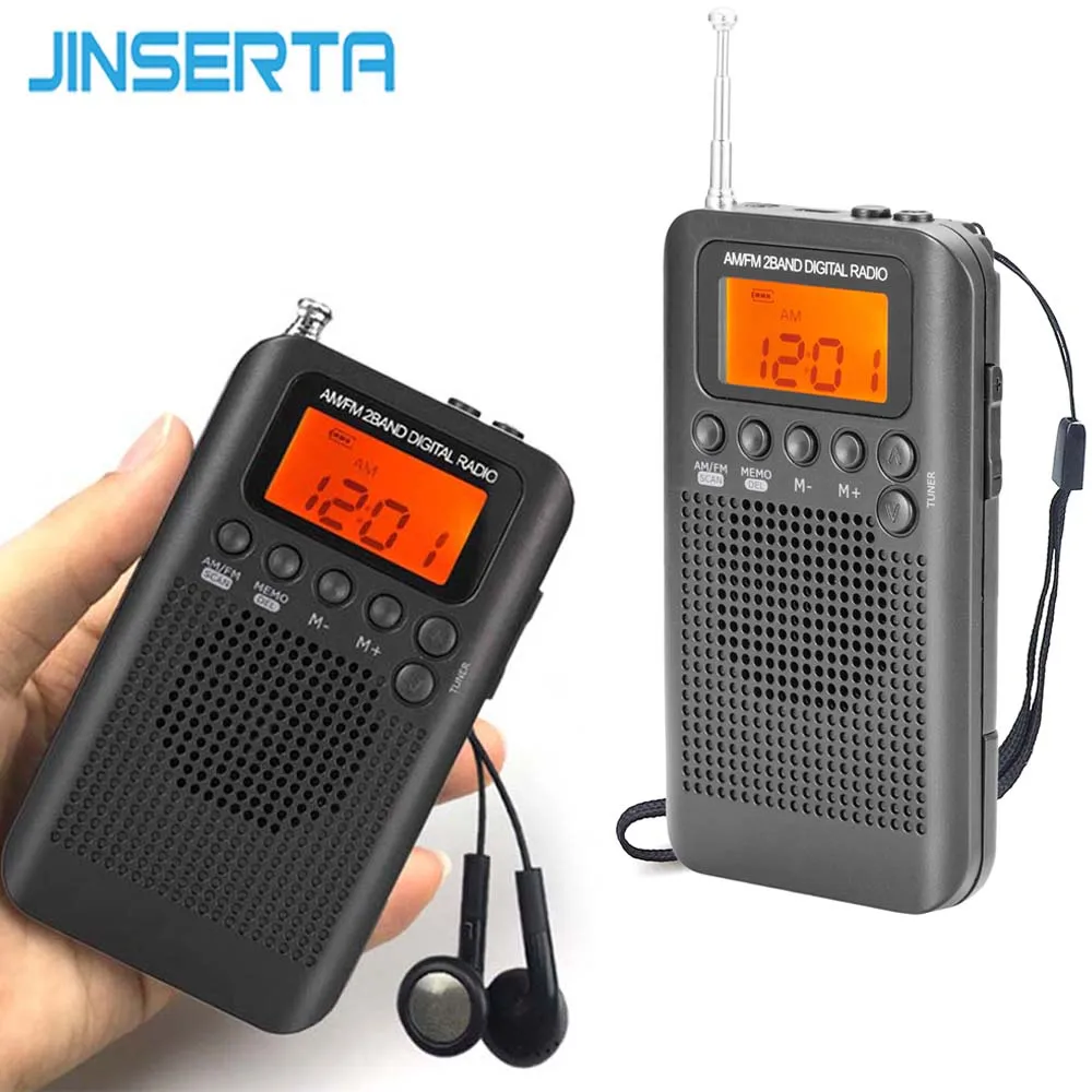 JINSERTA портативный мини FM/AM радио динамик музыкальный плеер с будильником ЖК