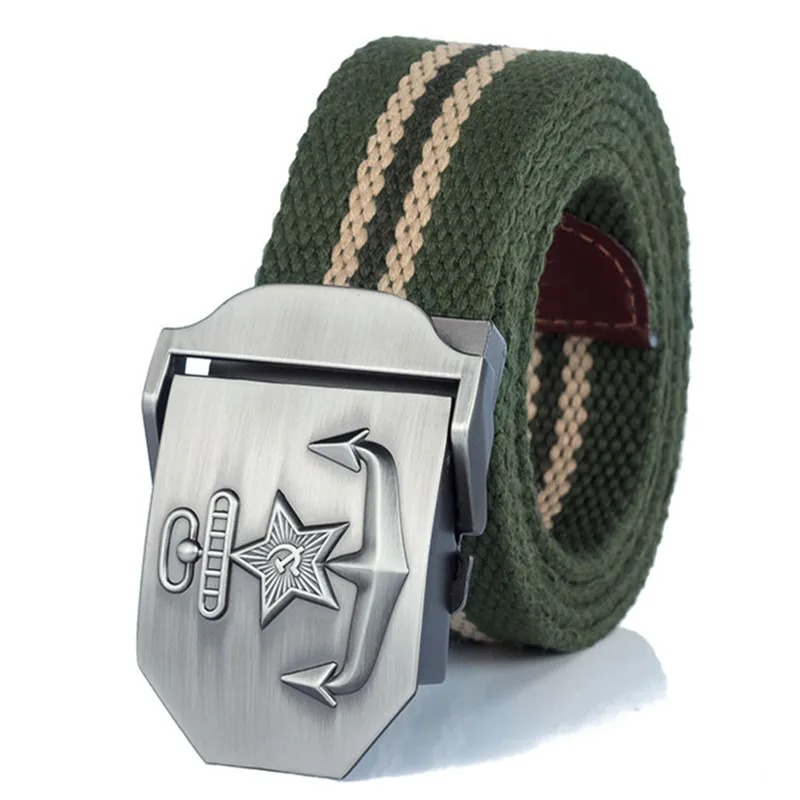 Green Stripes Новинка Тактический холщовый ремень высокого качества с пряжкой ВМФ СССР - Цвет: Green Stripes