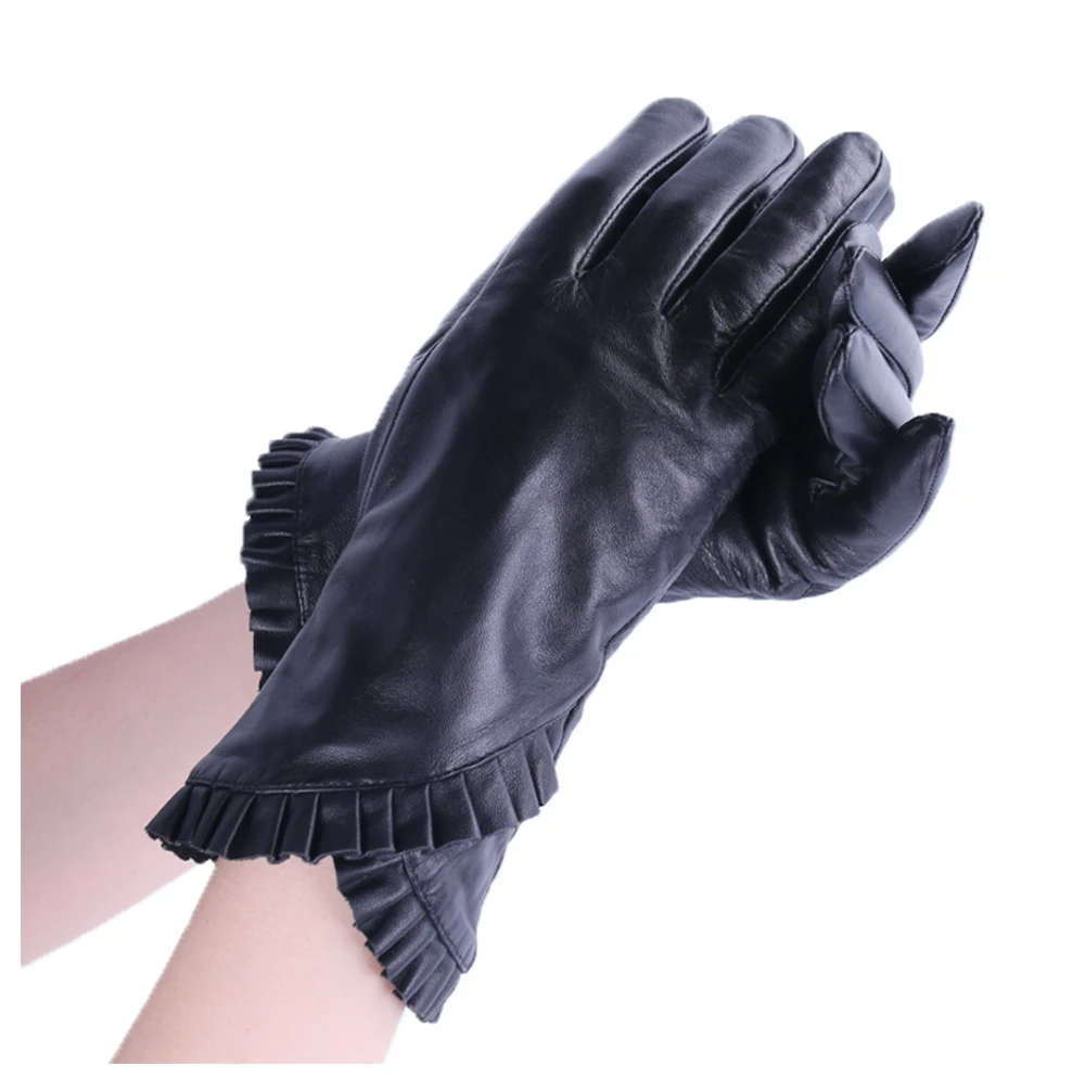 Joolscana сенсорный экран Перчатки женские Натуральная кожа Перчатки длинные запястье бархат льняные перчатки Модные Черные Перчатки новый