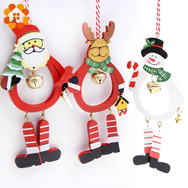 3pcs colorful diy creative wooden christmas series bell pendants decoration wood crafts christmas ornaments home decor - Wooden Christmas Ornaments 3pcs colorful diy creative wooden christmas series bell pendants decoration wood crafts christmas ornaments home decor - Wooden Christmas Ornaments