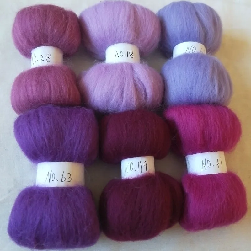 Wfpfbec фиолетовый 6 цветов Шерстяное волокно ровинг шитье для игла для валяния кукла рукоделие немытая шерсть ремесла 10 г