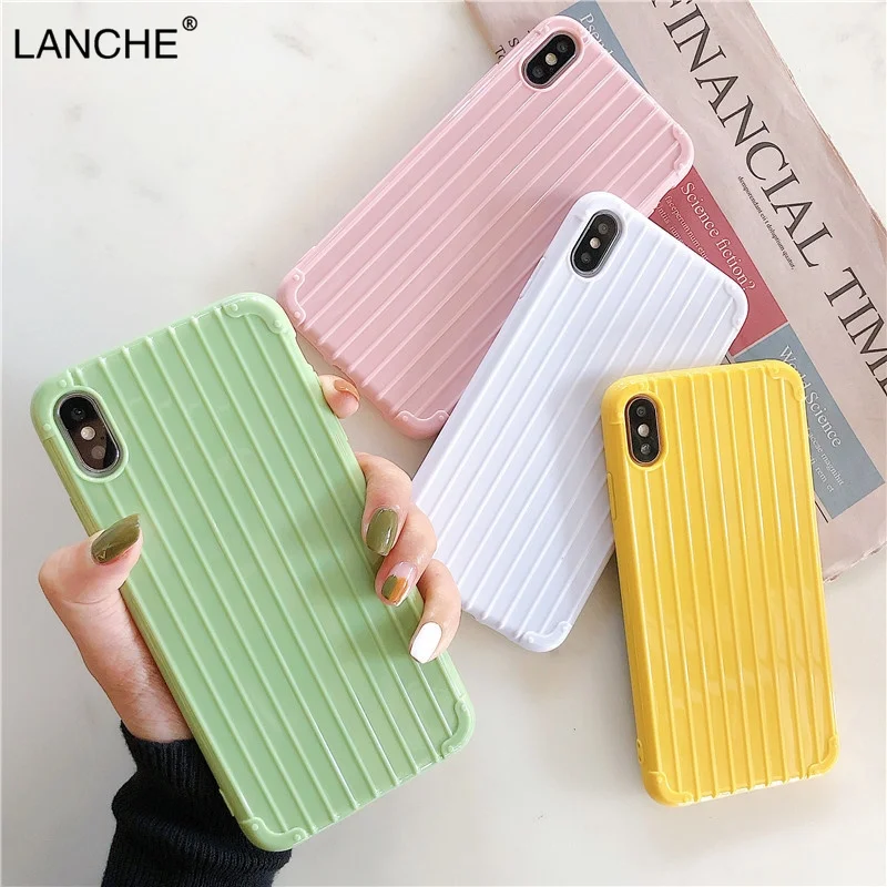 

LANCHE Silicone Phone Case For iphone 7 Plus X XS Max XR 8 6 6S Plus Case Luxury Candy Color Trunk Style Soft Cover Cases Coque