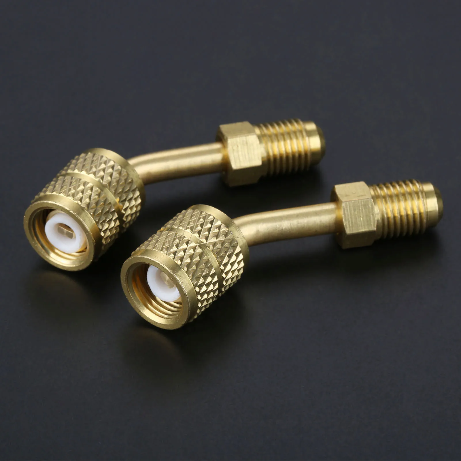 

2x R410a Adaptor Connector Split Ductless Service Port Adapter 5/16" SAE Female To 1/4" SAE Male Mayitr Brass Air Condition Tool