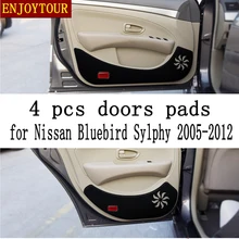 Автомобильные накладки на переднюю и заднюю дверь, Противоскользящий коврик для автомобиля, аксессуары для укладки Nissan Bluebird Sylphy G11 2005 2006 2007 2008 2010 2011