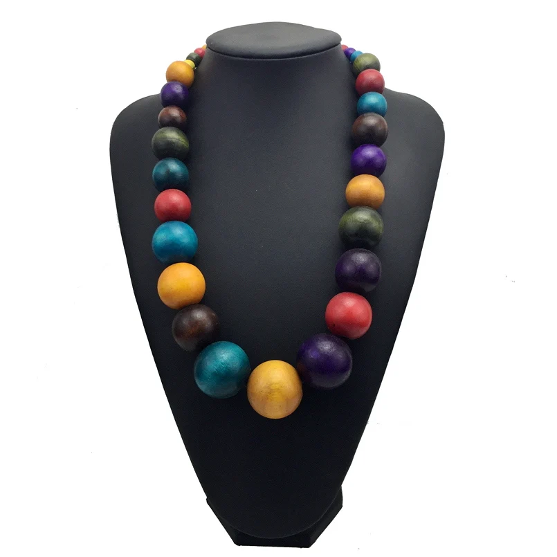 MANILAI Fashion Bohemia Colorful Unique Wood Beads Exaggerated Necklace For Women Statement Necklace Jewelry 2019 Accessories - Image 4