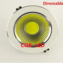 30 шт./лот led COB даунлайт с регулируемой яркостью 6 Вт/9 Вт/12 Вт/15 Вт светодиодные лампы светодиодные фонари белый корпус AC110/220 V Теплый/Холодный белый