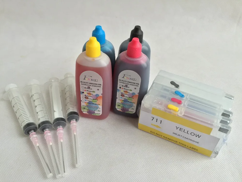 Refillable ink cartridge kits for hp 711 FOR HP Designjet T120 24 in