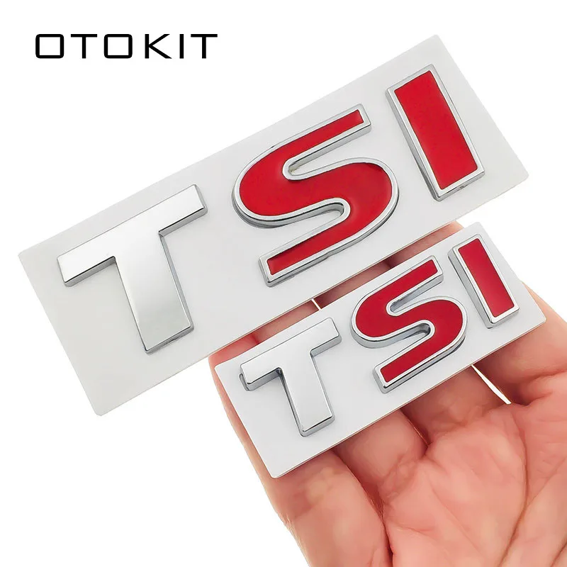 

3D Metal Red Silver TSI Logo Emblem Car Styling Badge Sticker Decal for VW Volkswagen Tiguan Polo Golf 4 5 6 MK6 Passat B5 B6