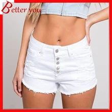 2019 Shorts Women Summer New Hot Sale Mid waist denim shorts raw edge hot ladies shorts chic bleach wash pocket design raw edge denim shorts for women