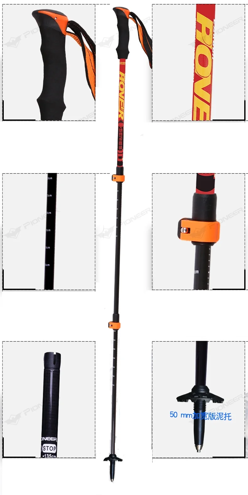 Ajudante para Caminhadas a pé Trekking de 62 Pack Canes Varas Pólos Cm-135 cm Ajustável Forte & Leve Alpenstocks Bom Subida 2-pc 7 62 cm-135 cm Ajustável Forte & Leve