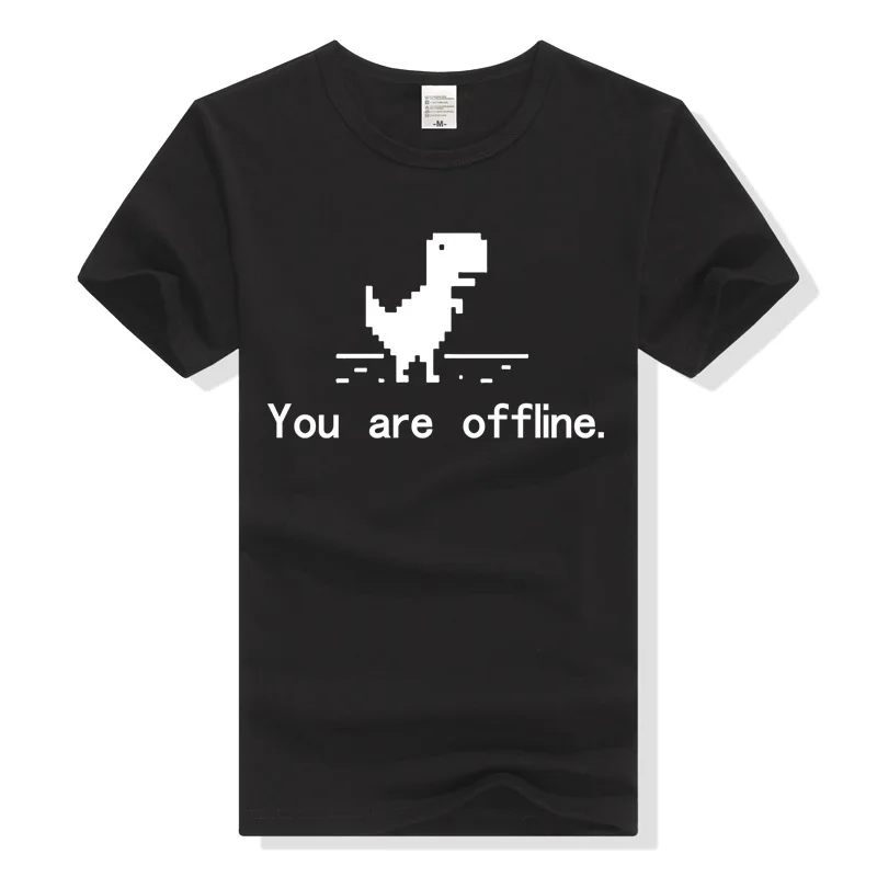 TEEWINING Pixel Динозавр Футболка это толпа Футболка мужская футболка Geek Tee You Are Offline