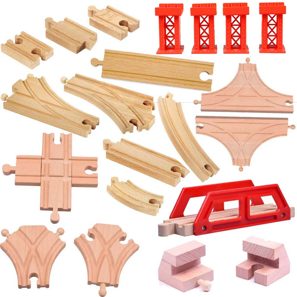 18pcs lot kids wooden train font b toys b font Tomas and Friends Train head railwy