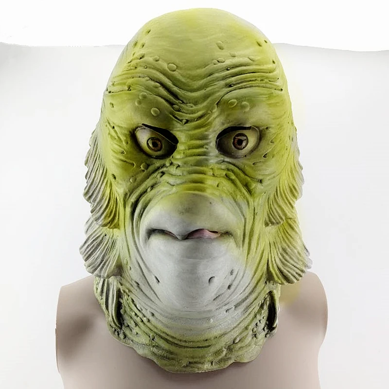 

Creature Black Lagoon mask Latex Full head Masks Overhead animal Lizard Scary Monster Latex Fish Cosplay Merman Props Halloween