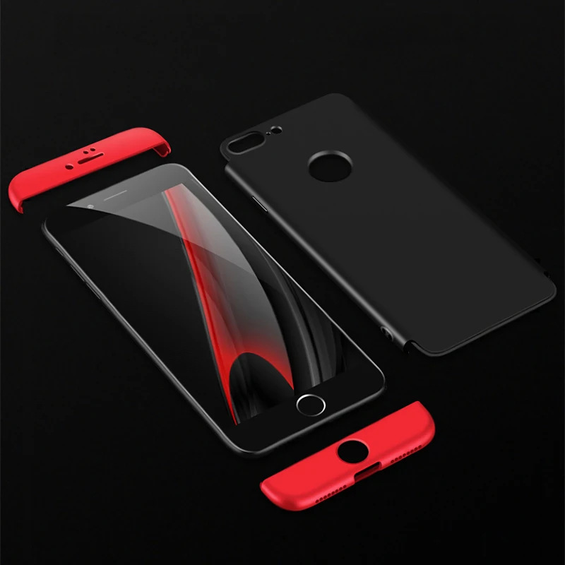 

Ultra-thin 360 full protective matte back cover For iPhone 7 / 7Plus/ 6 6S Plus cases plating PC china red 3in1 moblie case gold