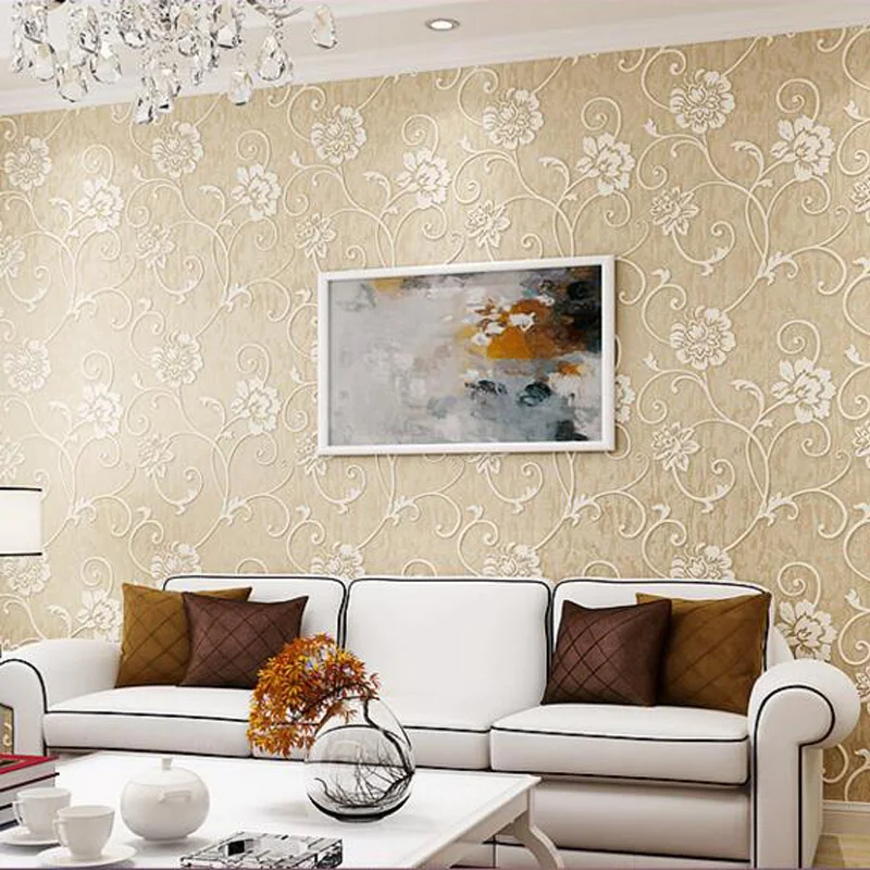 

Q QIHANG Pastoral Style Embosed Environment Friendly Non-woven Living room Bedroom Study Background Wallpaper 0.53m*10m=5.3m2