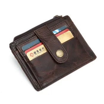 

Nesitu Vintage Brown Simple Men Credit Card Holder Women Genuine Leather Slim Mini Wallets With Coin Pocket Front Pocket #M030