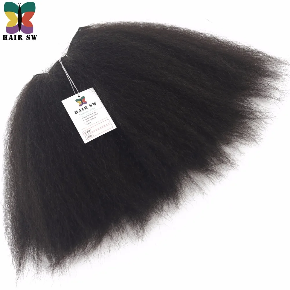 SW Kinky derecho el 100% Kanekalon DEL PELO Sintético Extensiones el Tejer Del Pelo Natural de Coco Estilo Para Las Mujeres Afro Yaki #2 #4 1B 3 Unids/lote