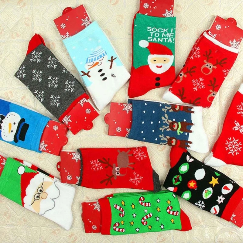 

Womens Winter Carnival Long Socks Christmas Pattern Warm Cotton Funny Gift Knit