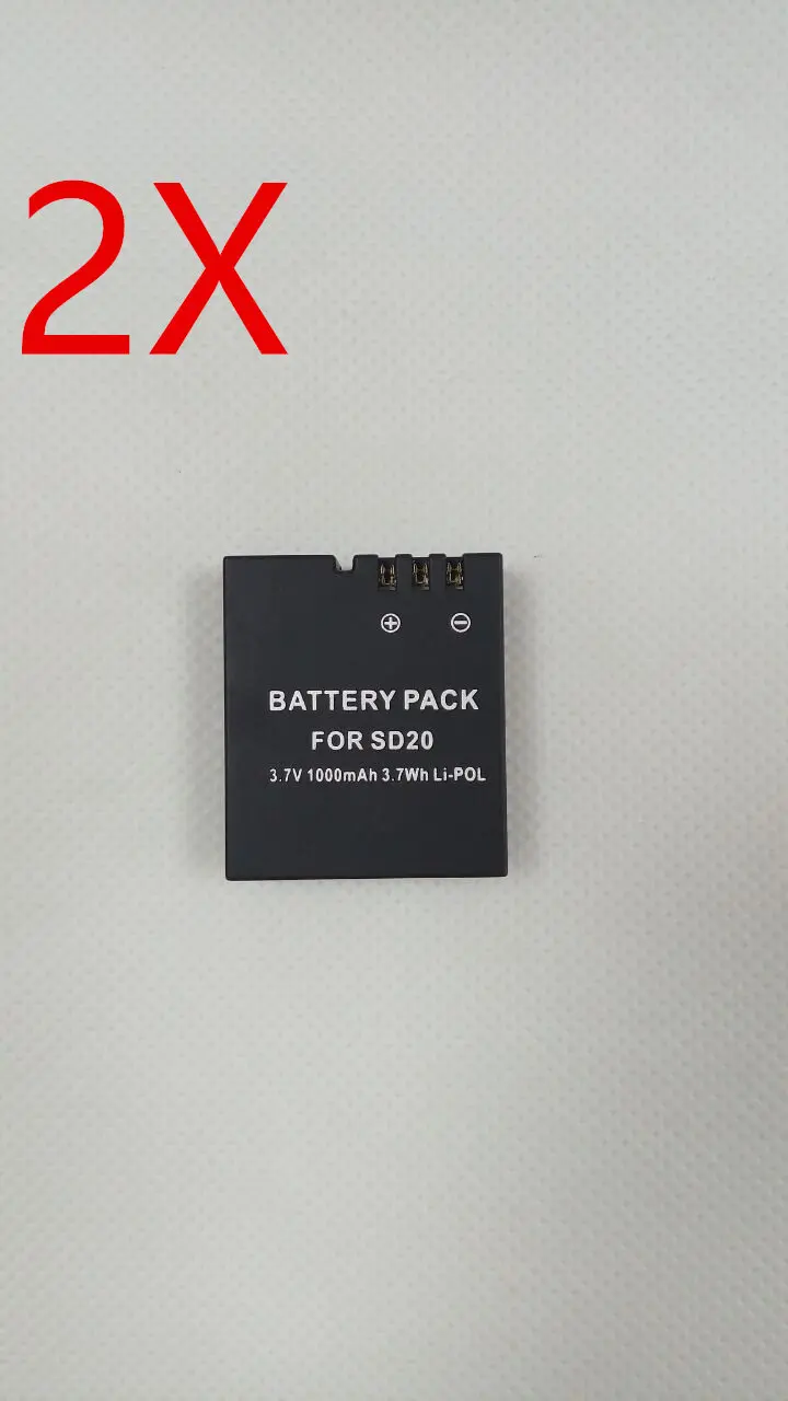 2pcs/Lot AEE Accessories DS-SD20 SD20 Battery for AEE MagiCAM SD18 SD19 SD20 SD21 SD22 SD23 SD30 Rollei 3S Action Sports Cameras
