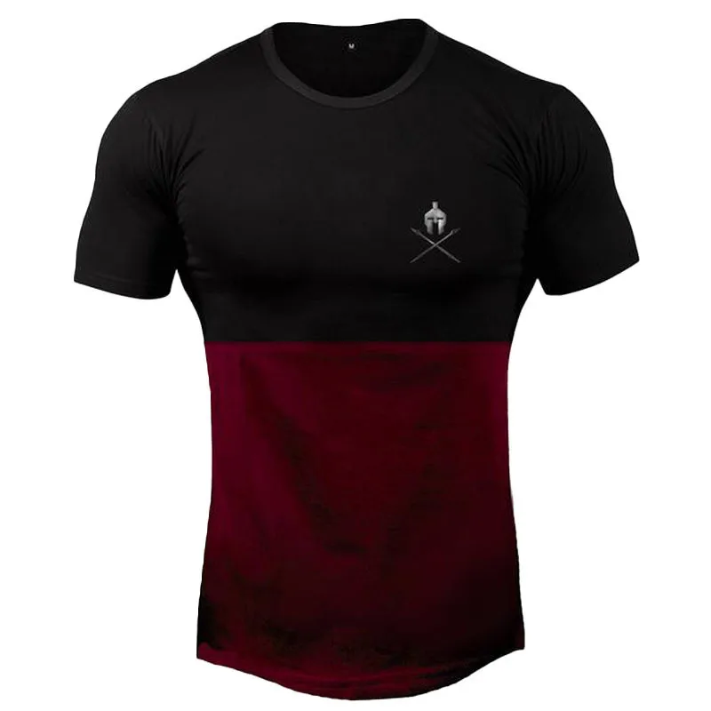 Летние мужские футболки для тренажерного зала, фитнеса, бодибилдинга, тонкие футболки, мужские повседневные футболки с коротким рукавом, брендовые высококачественные топы с принтом - Цвет: Черный