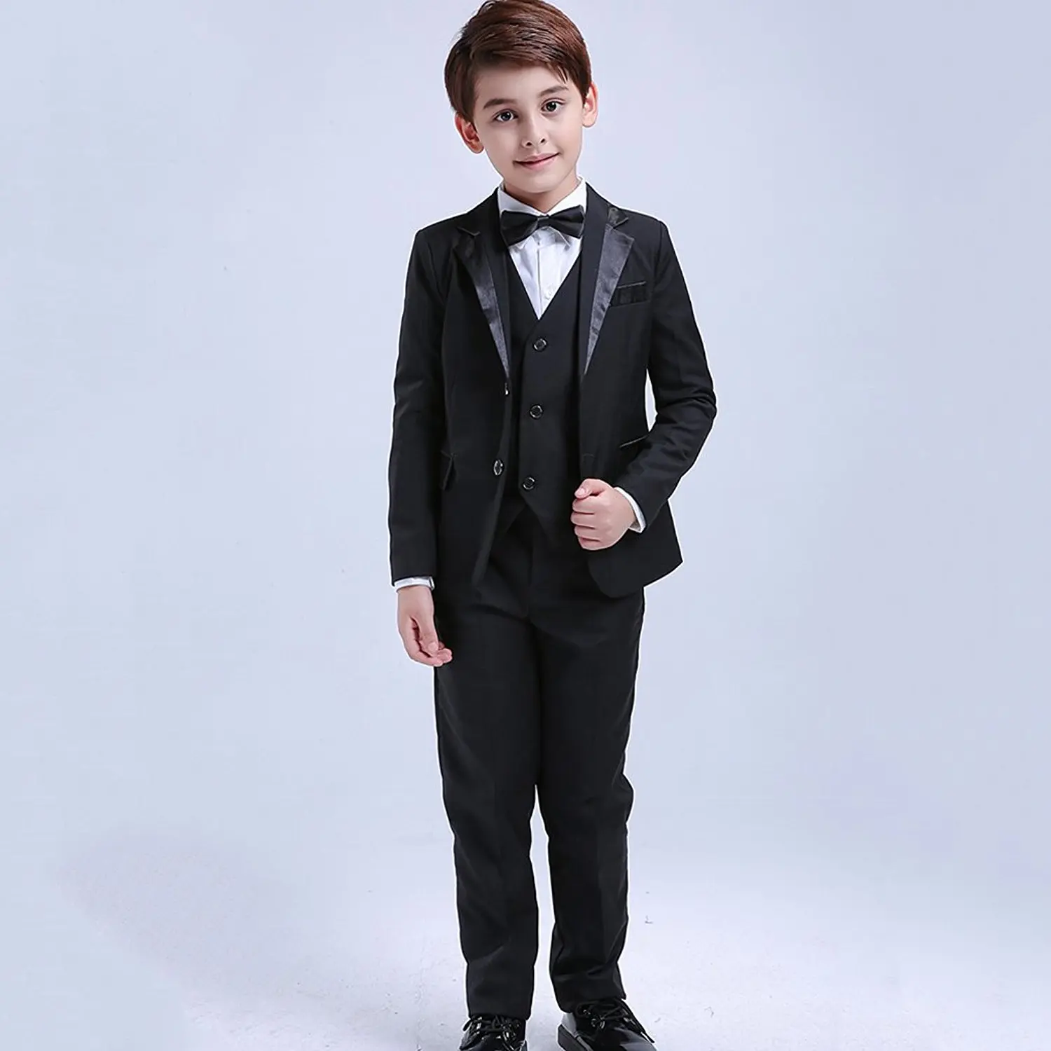 7 Pcs Toddler /& Boy Suits Formal Tuxedo Shirt Vest Wedding Party Suit Black