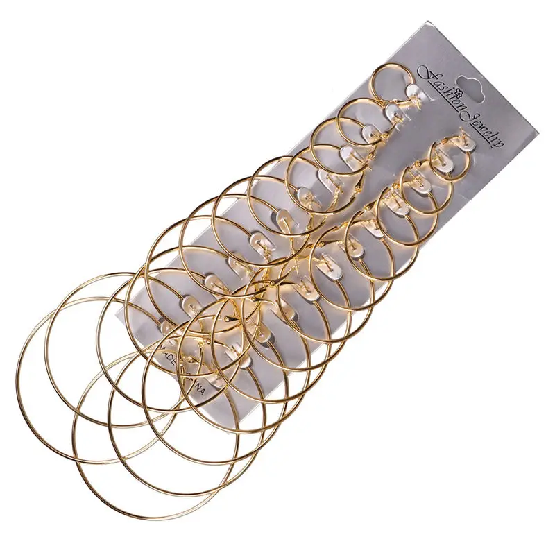 

Winterxue 17 Style Punk Big Circle Hoop Earrings Set For Women Vintage Gold/Silver Metal Alloy Pendientes Brincos 2018 Jewelry
