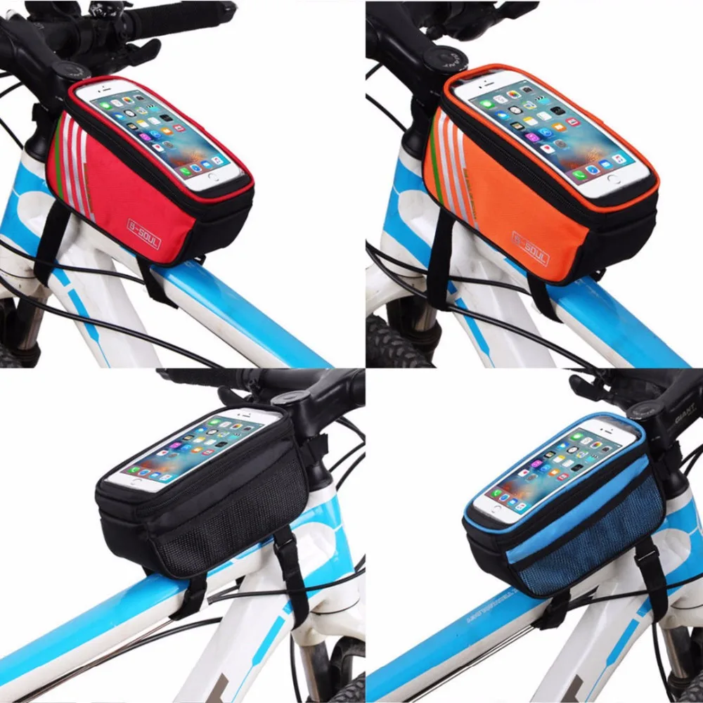 Велосипедные сумки с сенсорным экраном для велоспорта MTB горный велосипед Рама Передняя труба сумка для хранения для 5,0 дюймов мобильный телефон водонепроницаемый