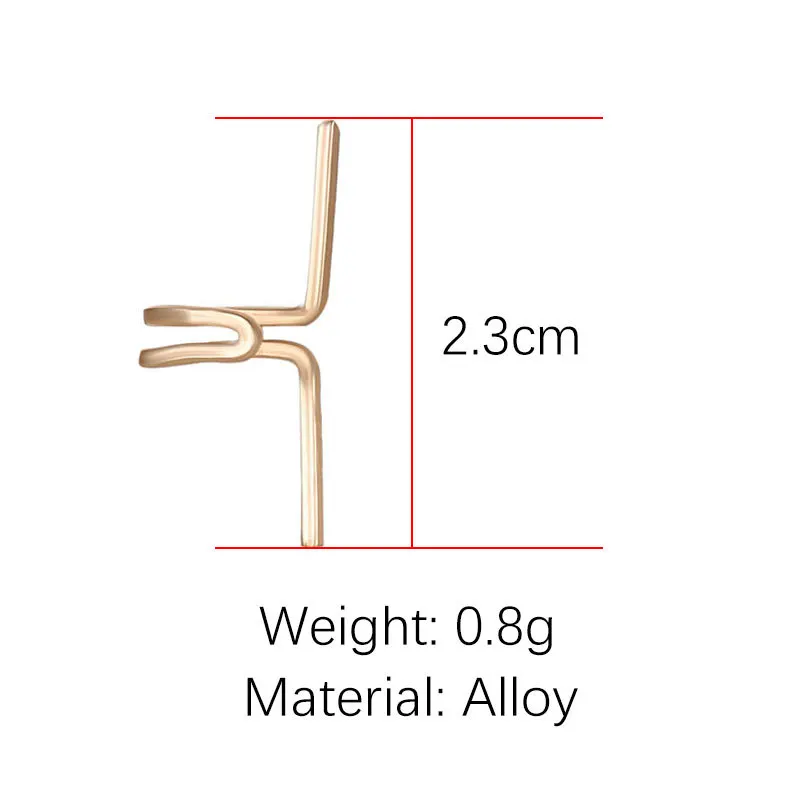 Европейские и американские простой заявление сплава двойной C хрящ серьги П-образный двойное кольцо безухий Золотой колос зажимы для для женщин