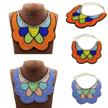 Ручная работа, африканская винтажная Женская вышитая бисером короткая цепочка чокеры, стоящие воротники, ожерелье, бохо этнические большие ожерелья для женщин, Новинка