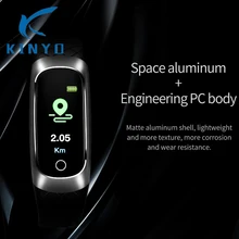 Kinyo умный Браслет пространство алюминия инженерные ПК тела мониторинга сердечного ритма IP68 Водонепроницаемый зарядка через usb smartband